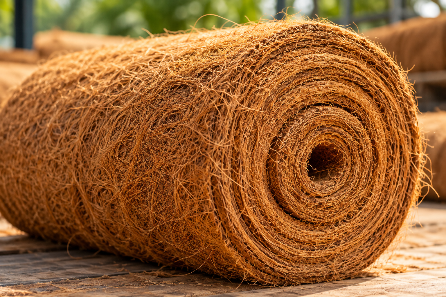 Manufacturing coir rolls and mats